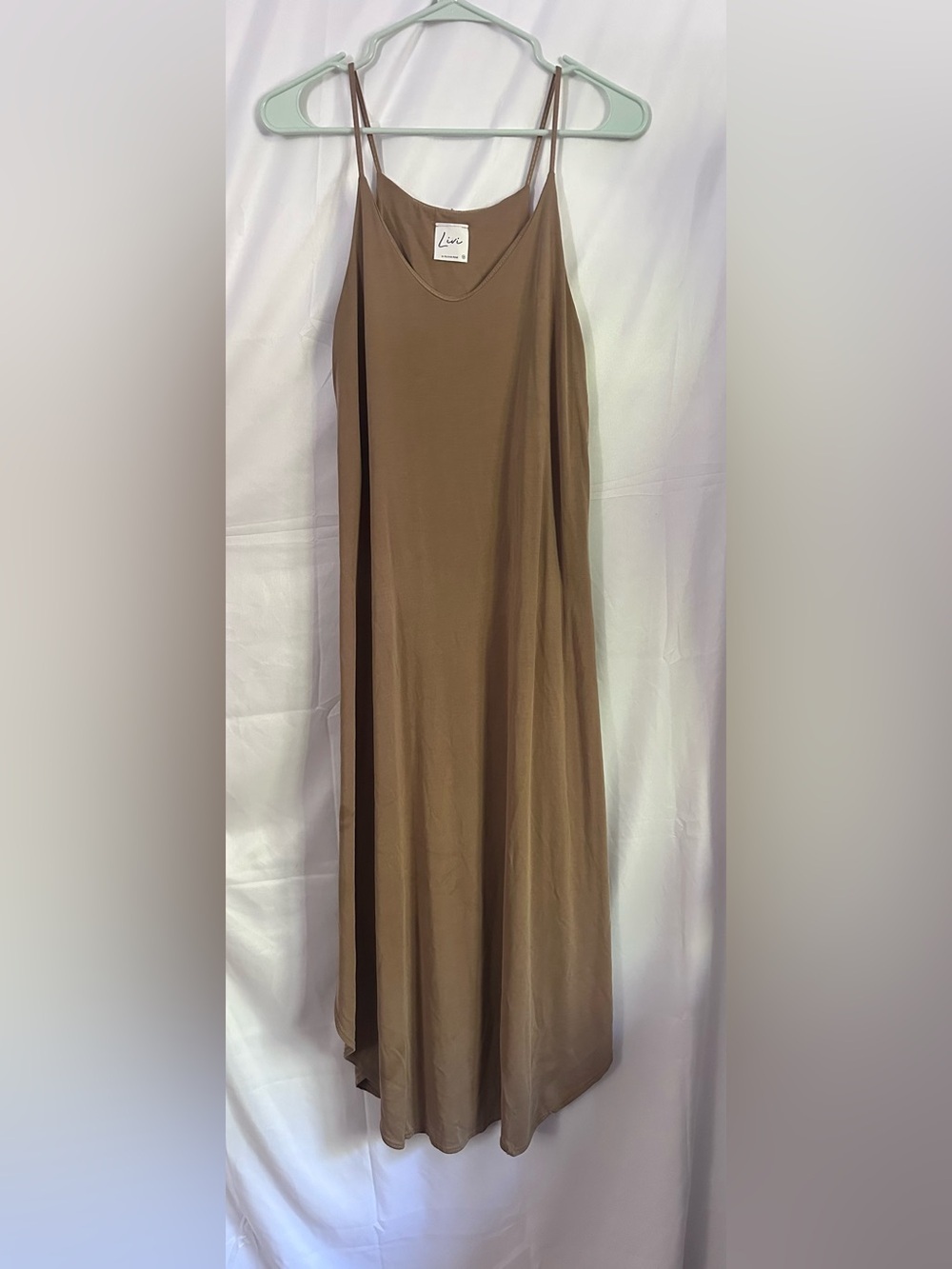 Olivia Rae Brown Slip Maxi Dress with Thin Straps - Picture 1 of 3